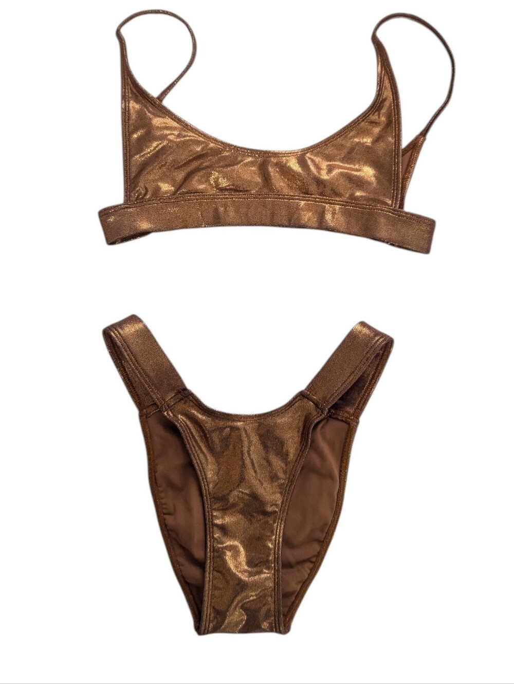 Minimale Animale Shimmer Metallic Bikini Set High Cut Cheeky Rose Gold Small S